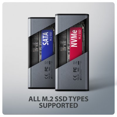 EEM2-SD2 USB-C 10Gbps - M.2 NVMe & SATA SSD DISPLAY box