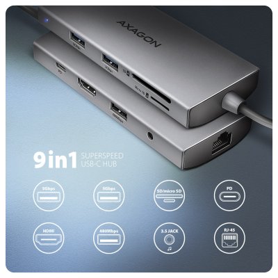 HMC-8HLSA USB-C 5Gbps 9in1 hub