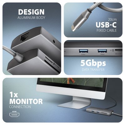 HMC-8HLSA USB-C 5Gbps 9in1 hub