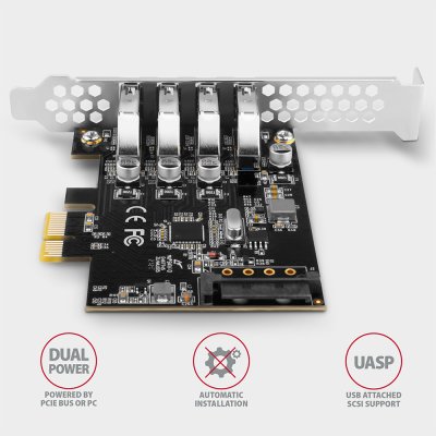 PCEU-43RS PCIe řadič 4× SuperSpeed USB