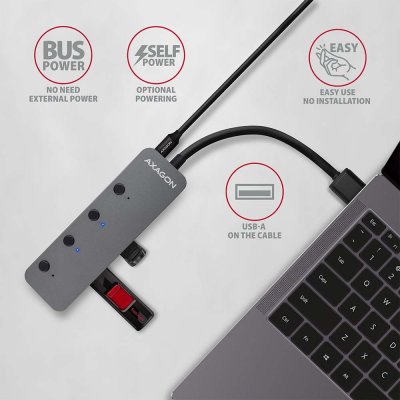HUE-MSA SuperSpeed USB-A SWITCH hub w. CHARGING function