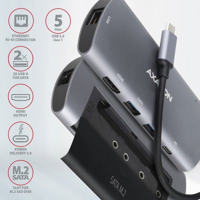 HMC-6M2 SuperSpeed USB-C COMBO 6in1 hub