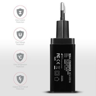 ACU-DS16 5V/2.2A + 5V/1A SMART wall charger