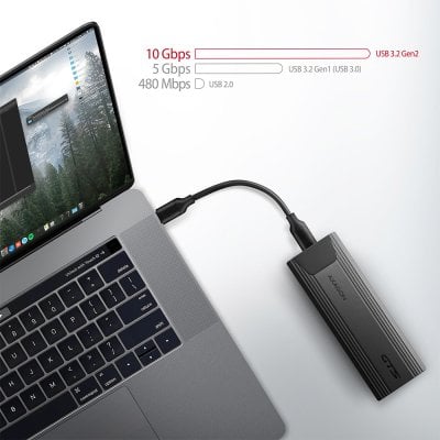 EEM2-GTS SuperSpeed+ USB-C - NVMe M.2 THIN SCREWLESS box