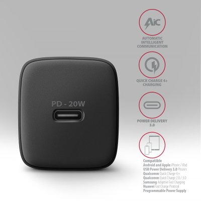 ACU-PD20 PD3.0 & QC4+ 1× OUTPUT wall charger 20W