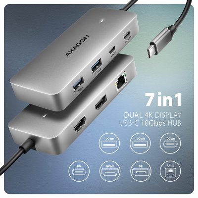 HMC-CUB83X2 USB-C 10Gbps DUAL 4K DISPLAY 7in1 hub