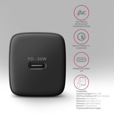 ACU-PD30 PD3.0 & QC4+ 1xOUTPUT wall charger 30W