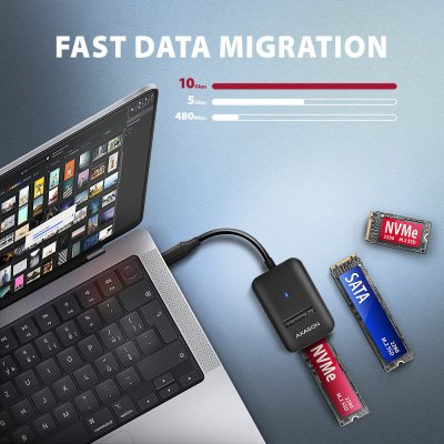 ADM2-CM USB-C 10Gbps - M.2 NVMe & SATA SSD adaptér