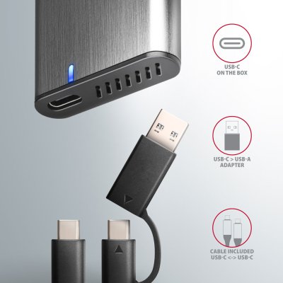 EEM2-SG2 SuperSpeed+ USB-C - M.2 NVMe & SATA SSD RAW box