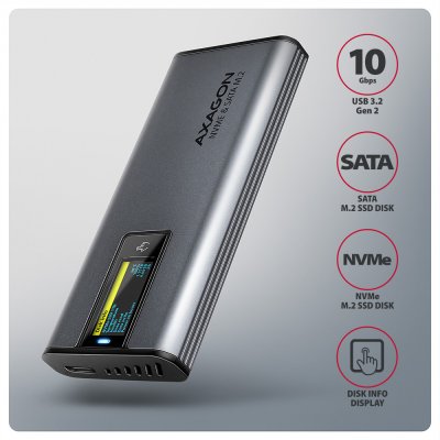 EEM2-SD2 USB-C 10Gbps - M.2 NVMe & SATA SSD DISPLAY box