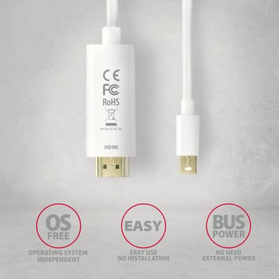 RVDM-HI14C2W Mini DP > HDMI kabel 1.8m, 4K/30Hz