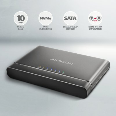 ADSA-CC USB-C 10Gbps adaptér pro M.2 NVMe + SATA SSD/HDD