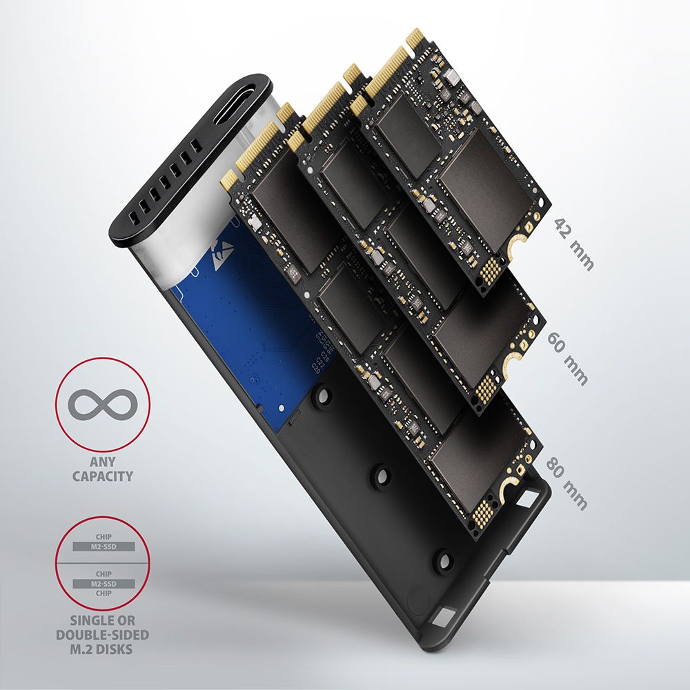 EEM2-SG2 SuperSpeed+ USB-C - M.2 NVMe & SATA SSD RAW box