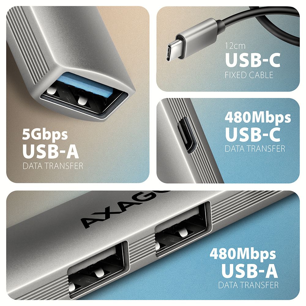 HUE-STC ALU STRIP USB-C 4 port hub