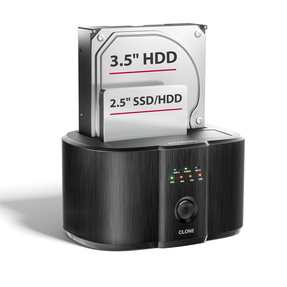 ADSA-SC USB-C 5Gbps docking station for 2x 2.5"/3.5" SSD/HDD with disk cloning function without PC