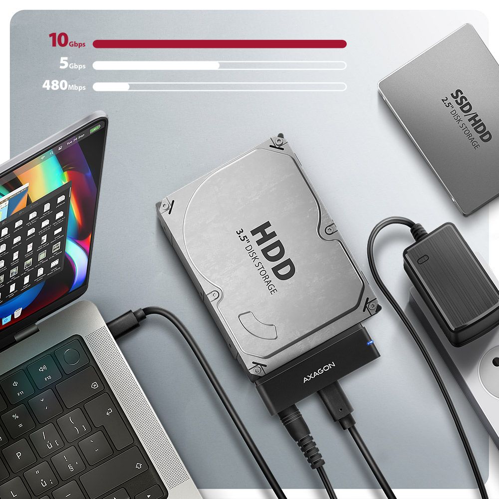ADSA-FPX USB-C 10Gbps FAST PORT X adapter for 2.5"/3.5" SSD/HDD