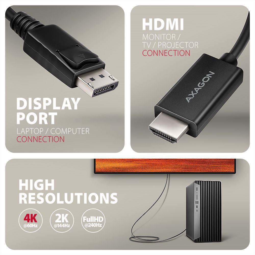 RVD-HI20C2 DP > HDMI kabel 1.8 m, 4K/60Hz