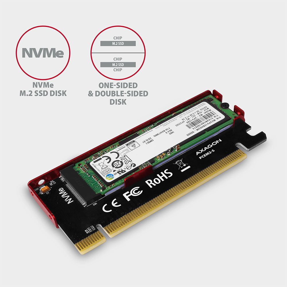 PCEM2-S PCIe NVMe M.2 adapter