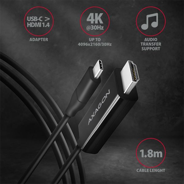 RVC-HI14C USB-C > HDMI kabel 1.8m, 4K/30Hz