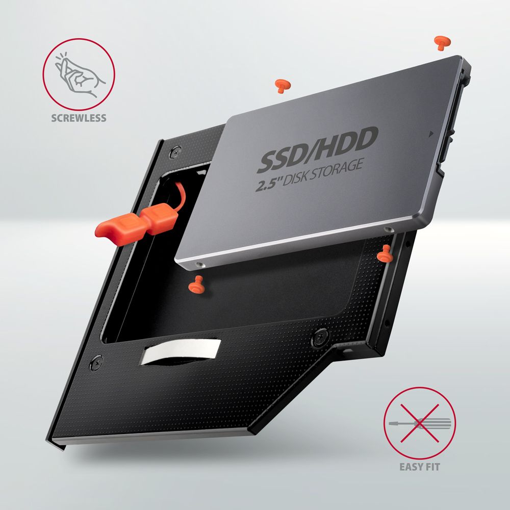 RSS-CD09 ODD – 2.5" SATA SSD/HDD caddy, 9.5 mm