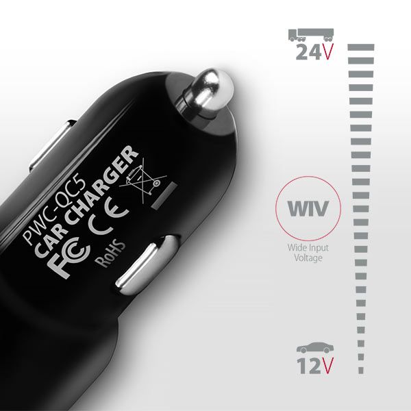 PWC-QC5 QC 3.0 + 2.4 A car charger 31.5 W