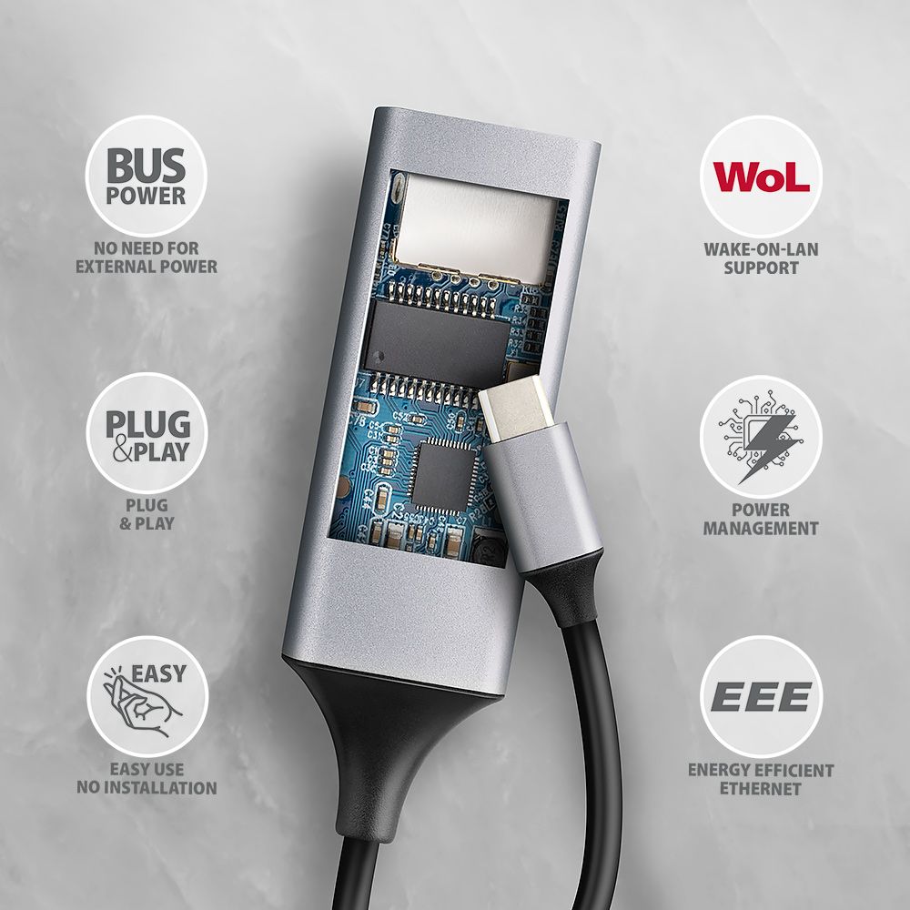 ADE-TXPD USB-C gigabit ethernet adaptér s PD 100W