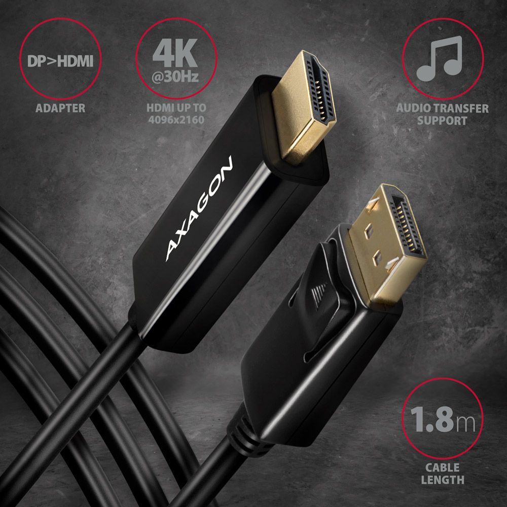 RVD-HI14C2 DP > HDMI kábel 1.8 m, 4K/30Hz