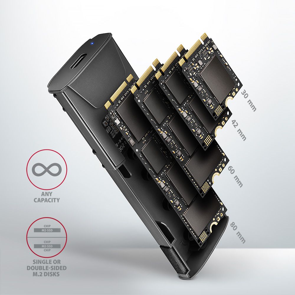 EEM2-GTS2 USB-C 10Gbps - M.2 NVMe & SATA SSD THIN SCREWLESS box