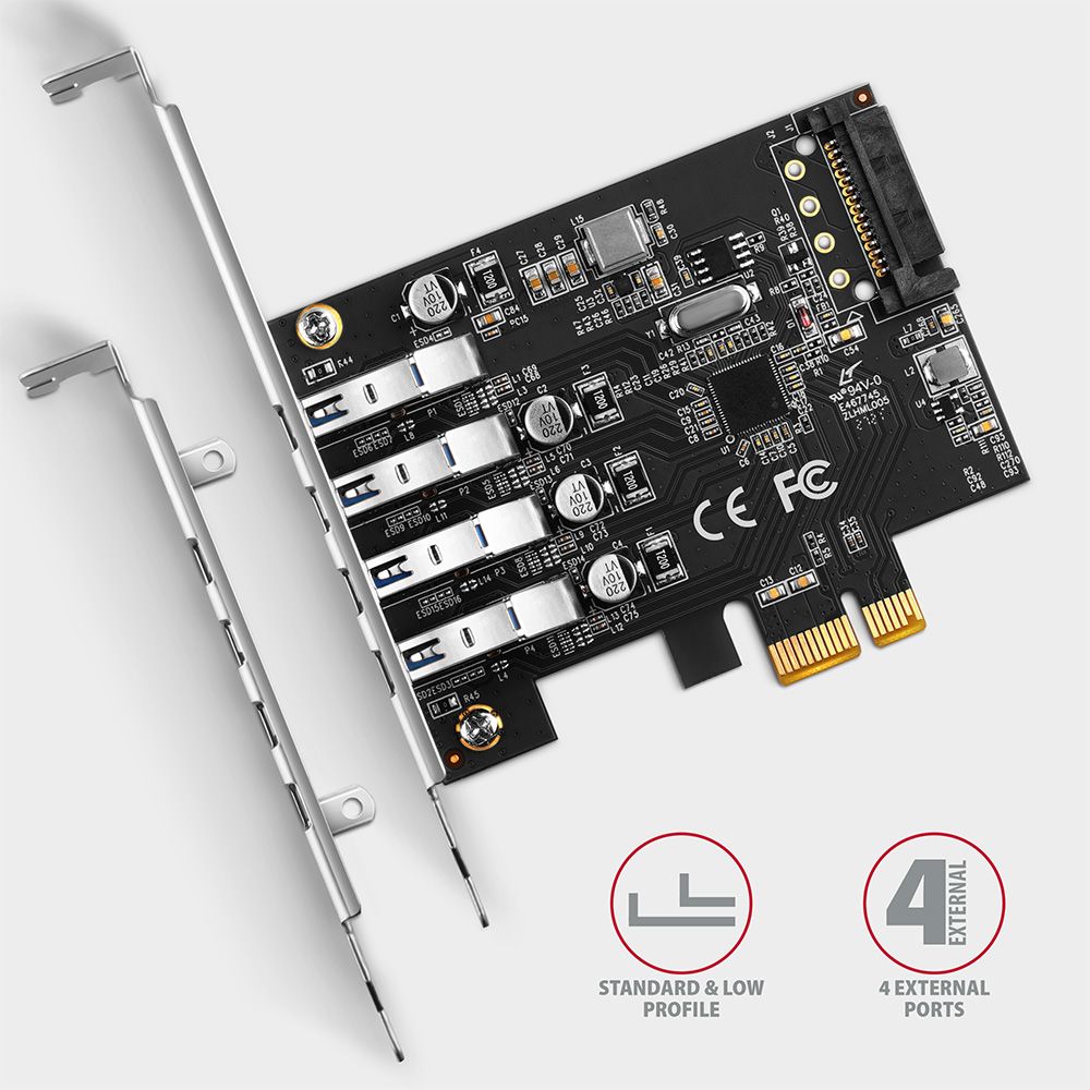 PCEU-43RS PCIe řadič 4× SuperSpeed USB