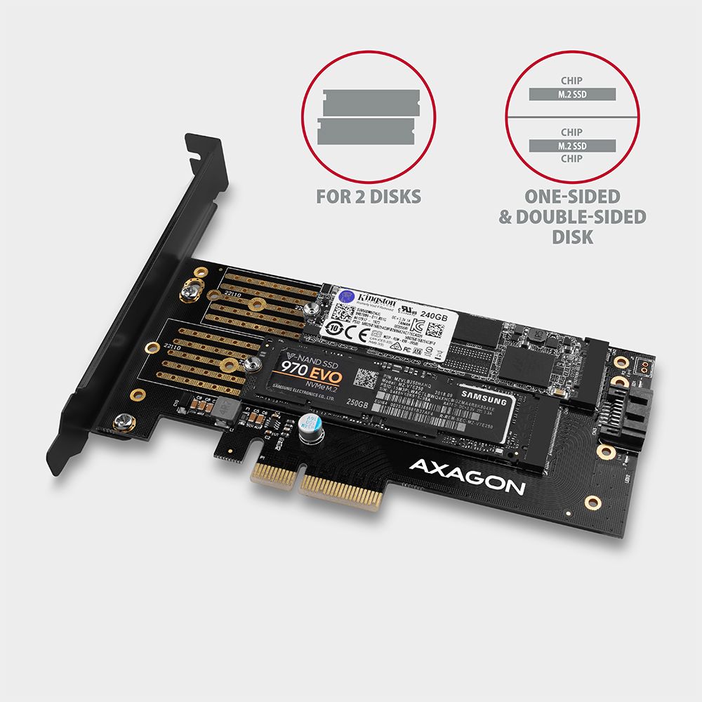 PCEM2-D PCIe NVMe + SATA M.2 adaptér