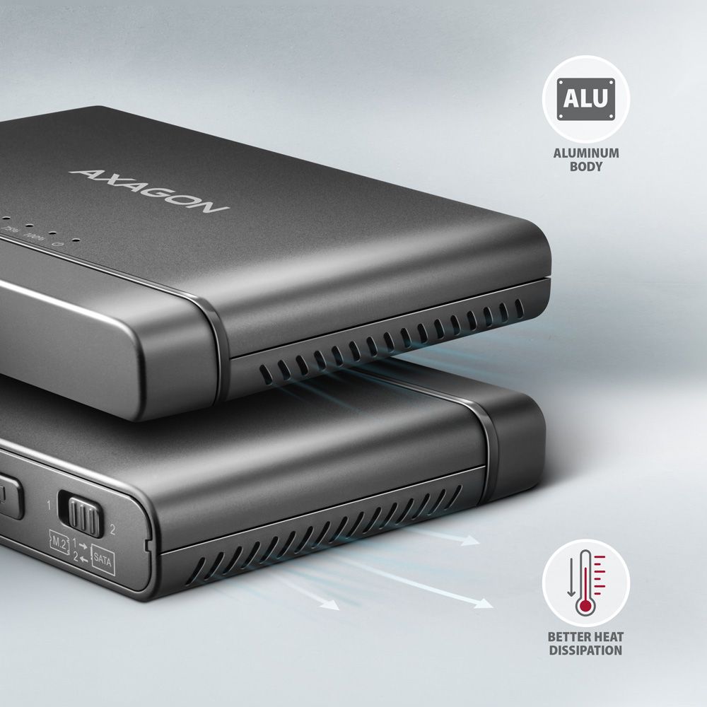 ADSA-CC USB-C 10Gbps adaptér pro M.2 NVMe + SATA SSD/HDD