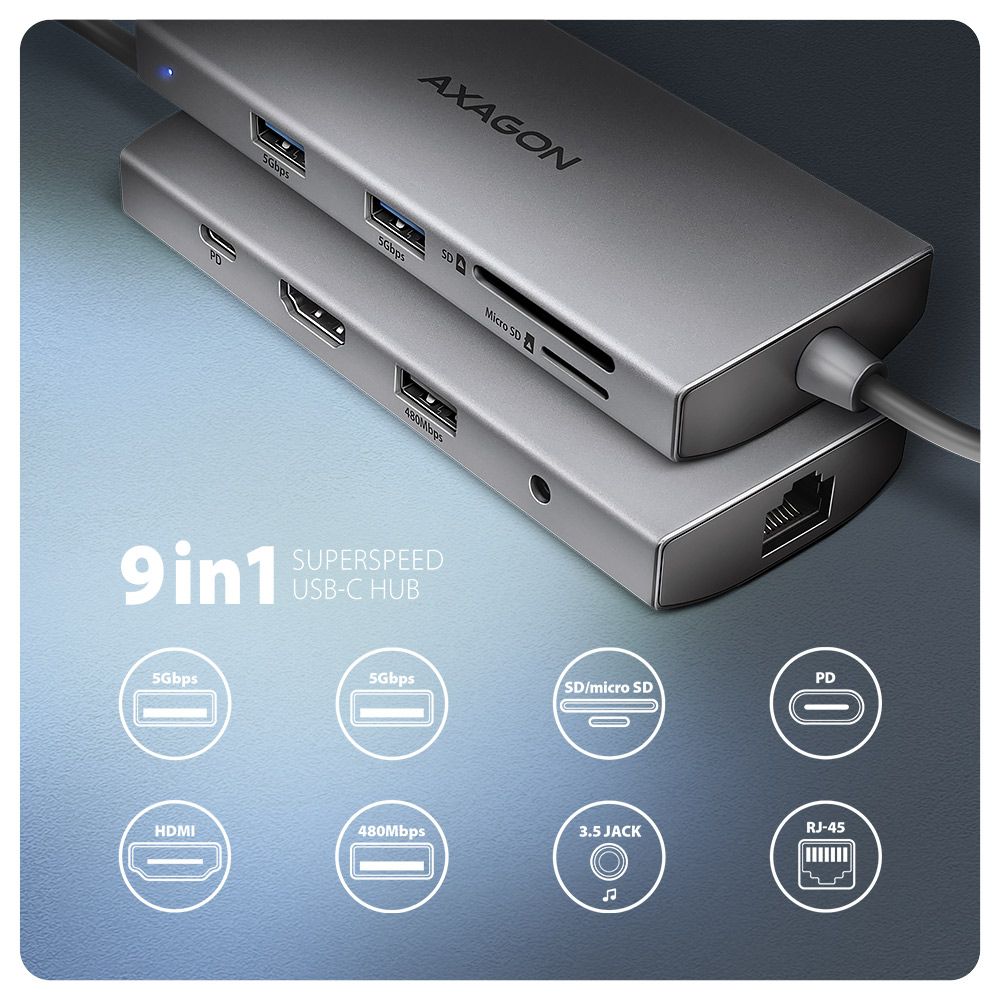 HMC-8HLSA USB-C 5Gbps 9in1 hub