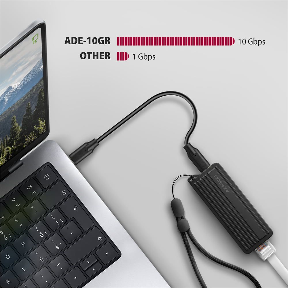 ADE-10GR USB-C 10 Gigabit Ethernet Adapter with Detachable USB-C Cable