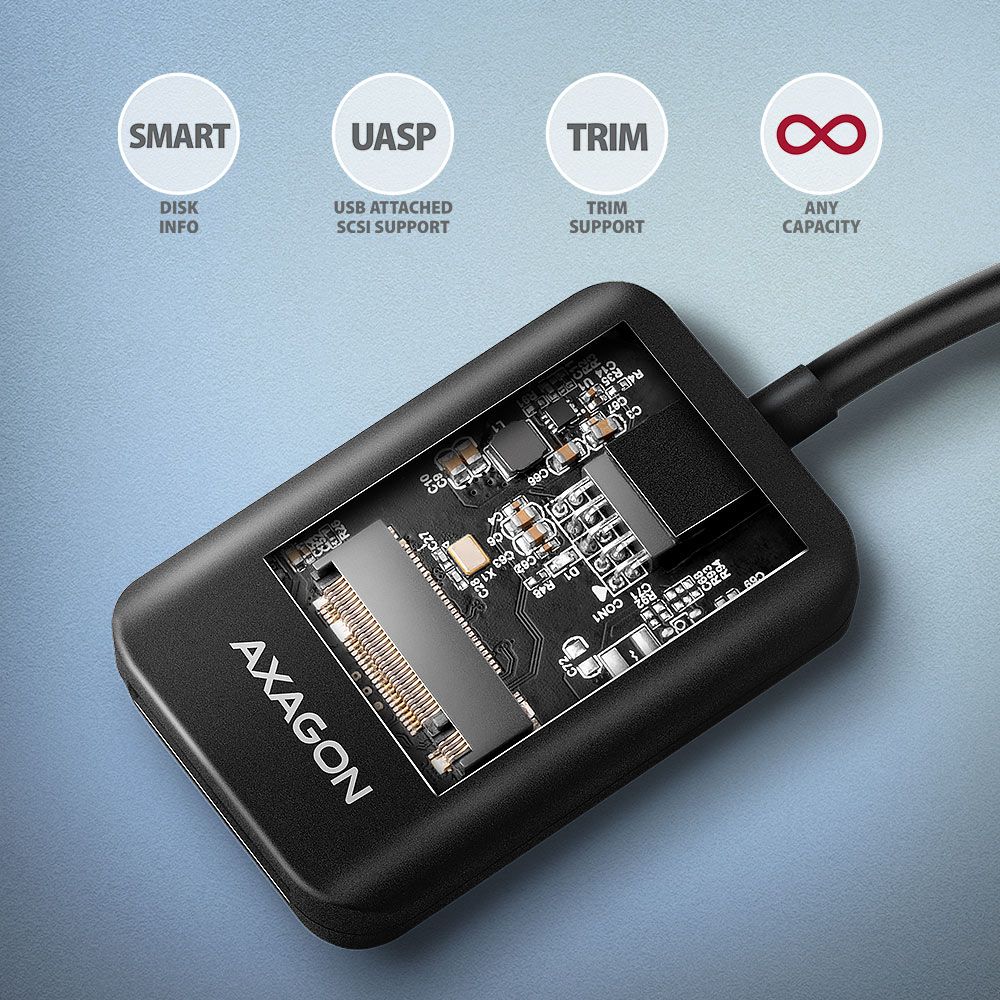 ADM2-CM USB-C 10Gbps - M.2 NVMe & SATA SSD adaptér