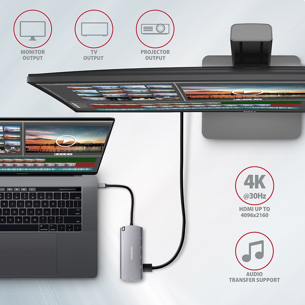 HMC-6M2 SuperSpeed USB-C COMBO 6in1 hub