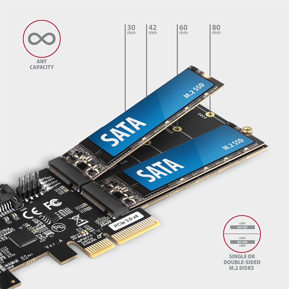 PCES-SA4M2 PCIe controller 2x SATA 6G + 2x SATA M.2