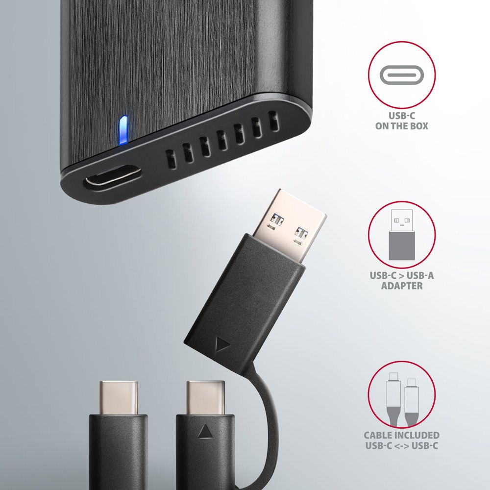 EEM2-SB2 SuperSpeed+ USB-C - M.2 NVMe & SATA SSD RAW box