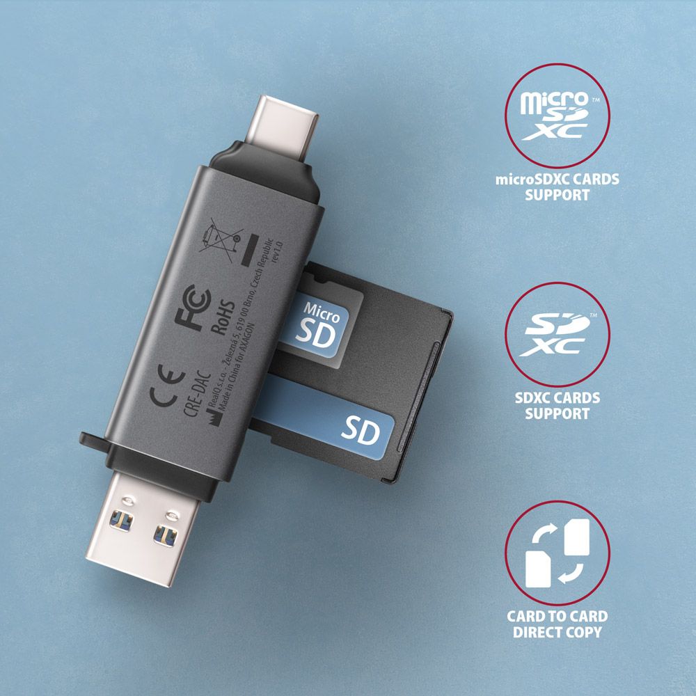 CRE-DAC SuperSpeed USB-C + USB-A card reader