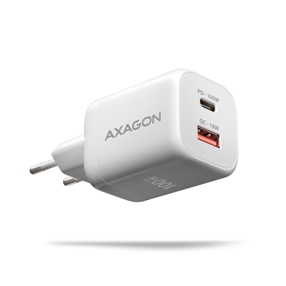 ACU-PQ100W GaN wall charger 100W, USB-C + USB-A, for laptops and phones