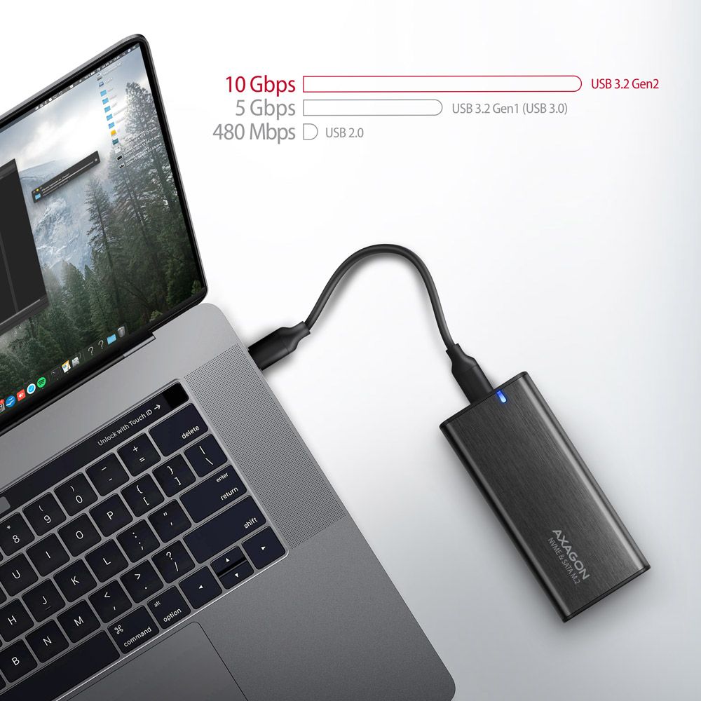 EEM2-SB2 SuperSpeed+ USB-C - M.2 NVMe & SATA SSD RAW box