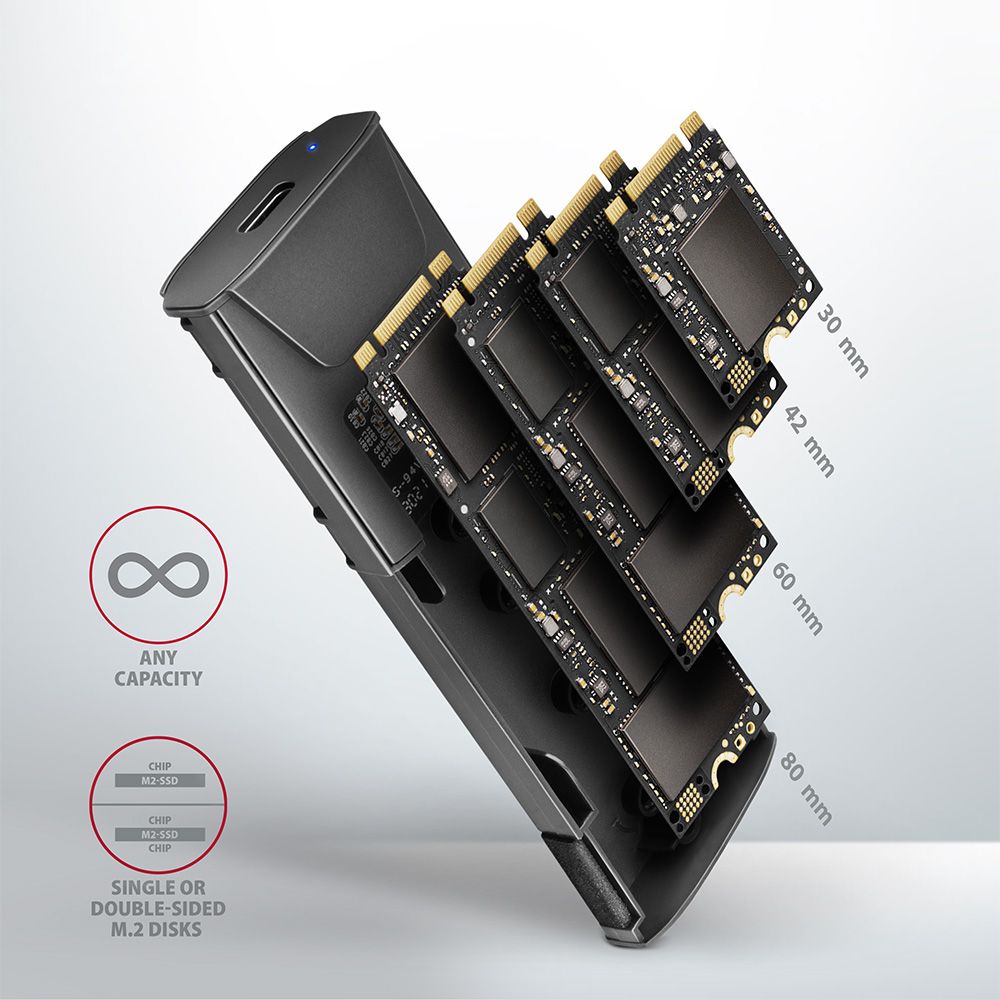 EEM2-GTS SuperSpeed+ USB-C - NVMe M.2 THIN SCREWLESS box