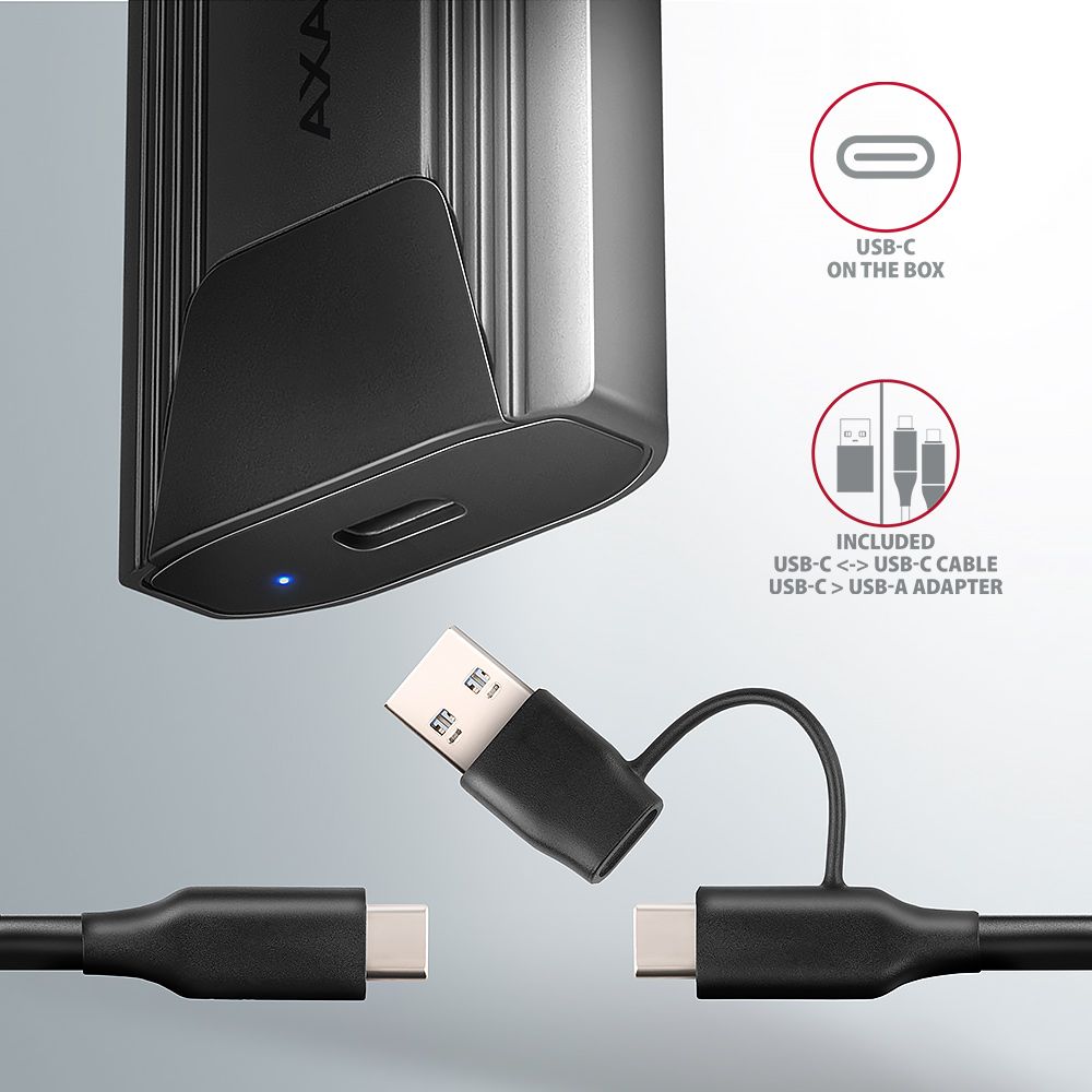EEM2-GTS2 USB-C 10Gbps - M.2 NVMe & SATA SSD THIN SCREWLESS box