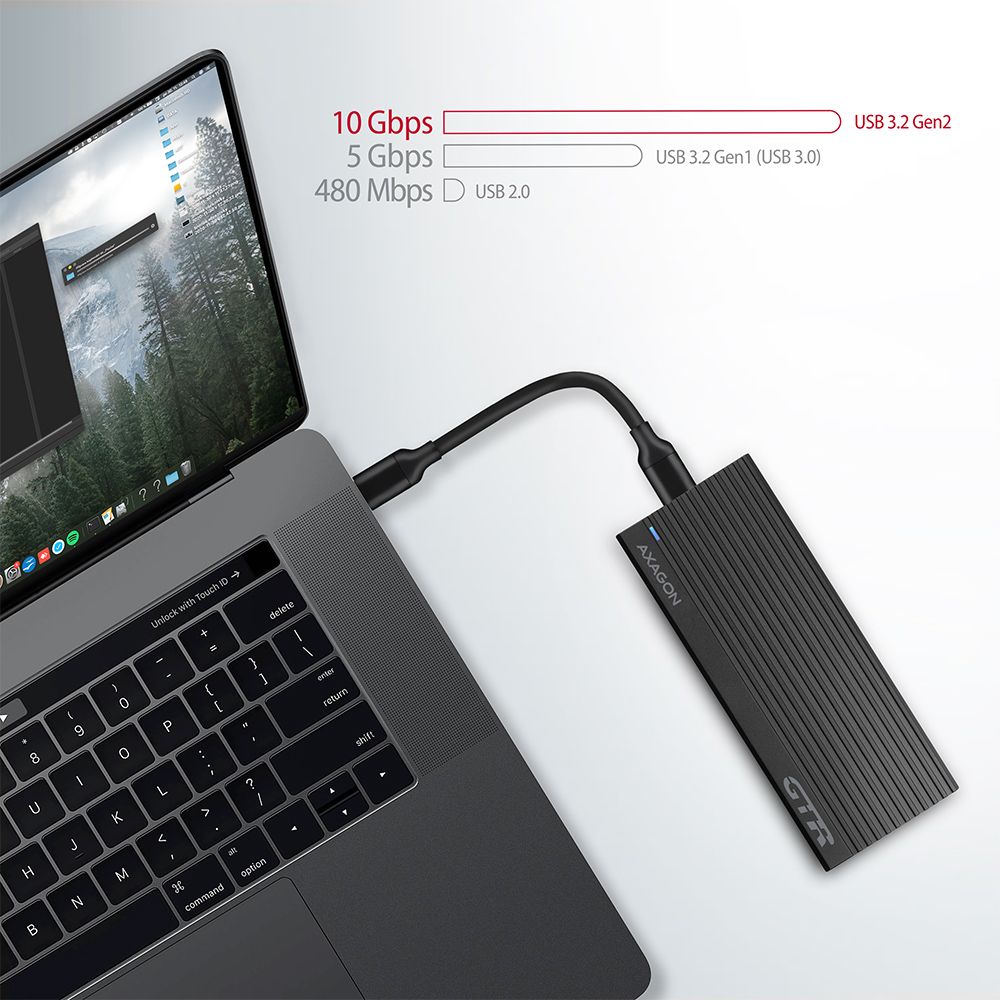 EEM2-GTR SuperSpeed+ USB-C – NVMe M.2 THIN RIB box