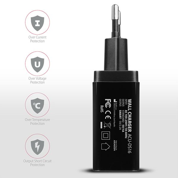 ACU-DS16 5V/2.2A + 5V/1A SMART wall charger