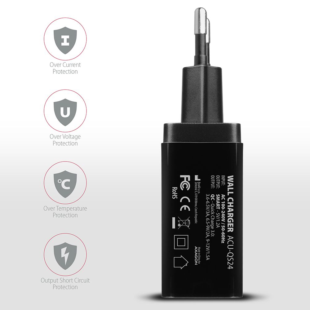 ACU-QS24 QC3.0 + 5V-1.2A wall charger