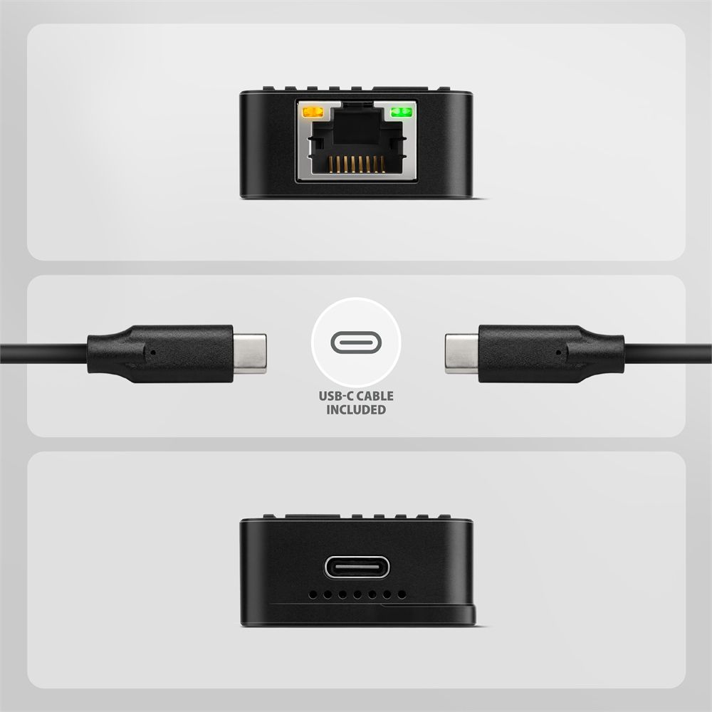 ADE-10GR USB-C 10 Gigabit Ethernet Adapter with Detachable USB-C Cable
