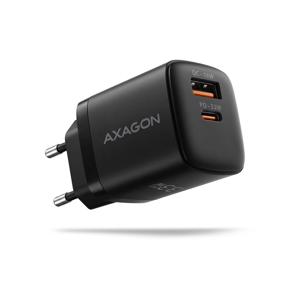 ACU-PQ33 GaN wall charger 33W, USB-A + USB-C, for phones and tablets