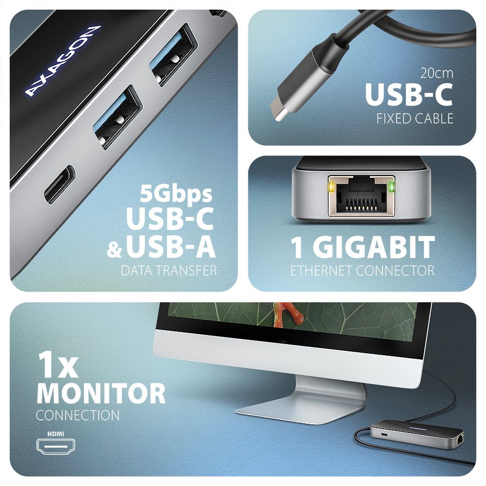 HMC-6GLN USB-C 5Gbps GLASS 6in1 hub
