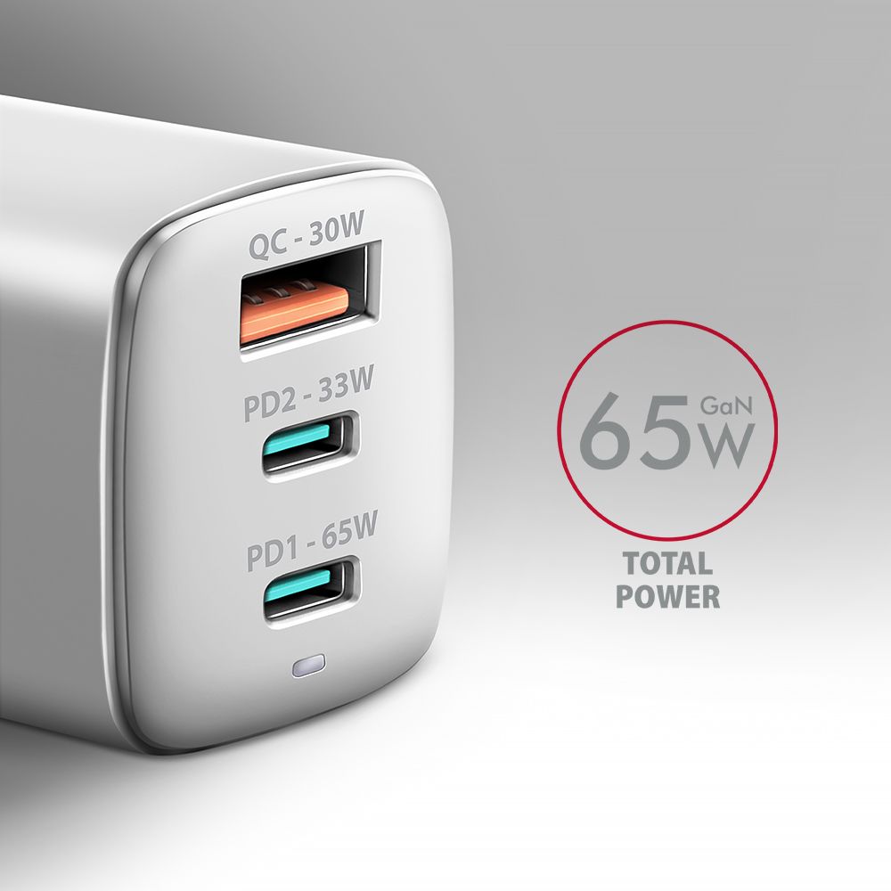 ACU-DPQ65W PD3.0 & QC4+ 3xOUTPUTS wall charger 65W