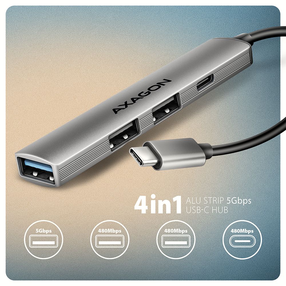 HUE-STC ALU STRIP USB-C 4 port hub